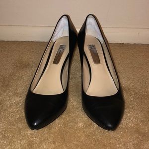 Almond toe leather pumps